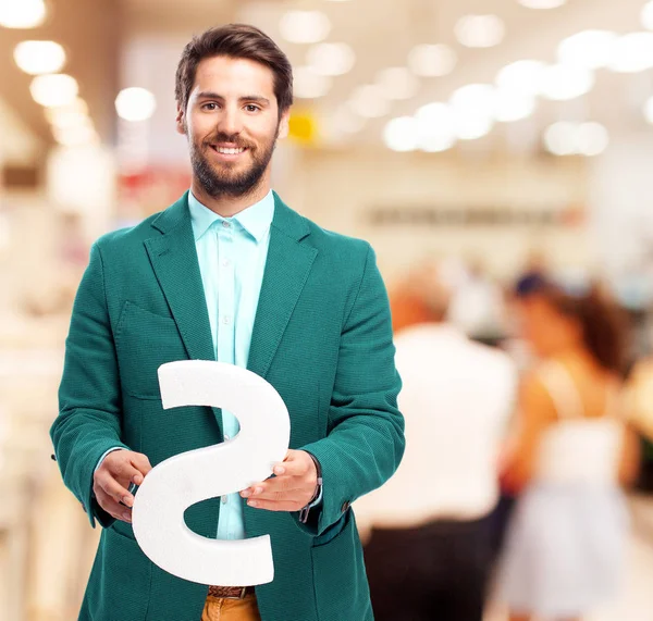 Happy businessman with letter S — Stockfoto