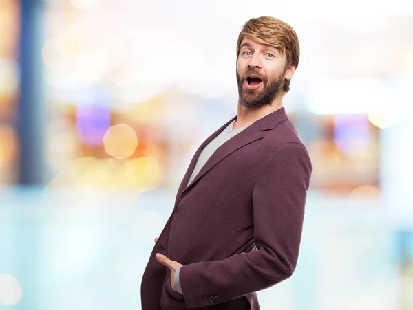 Surprised businessman with proud expression — Stock Photo, Image