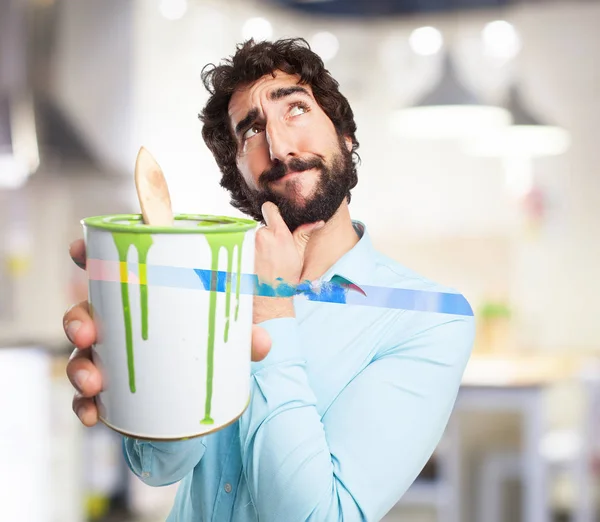 Crazy businessman with paint — Stock Photo, Image