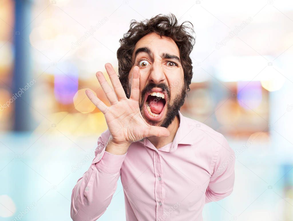 angry young man shouting