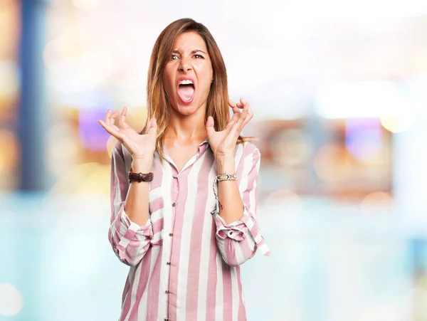 Crazy young woman shouting — Stock Photo, Image