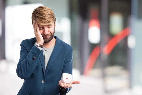 Homem de negócios triste com dados — Fotografia de Stock