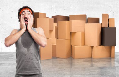 yorgun spor adam şaşırmış poz