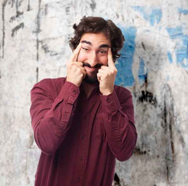 Scared young man joking — Stock Photo, Image