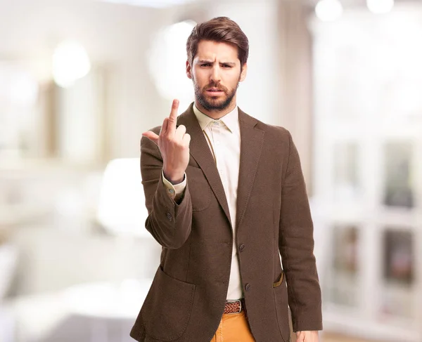 Empresário irritado em discordar pose — Fotografia de Stock