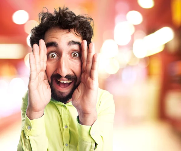 Surprised young man joking — Stock Photo, Image