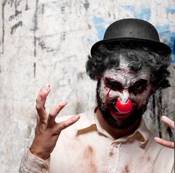 Crazy clown man with angry expression — Stock Photo, Image