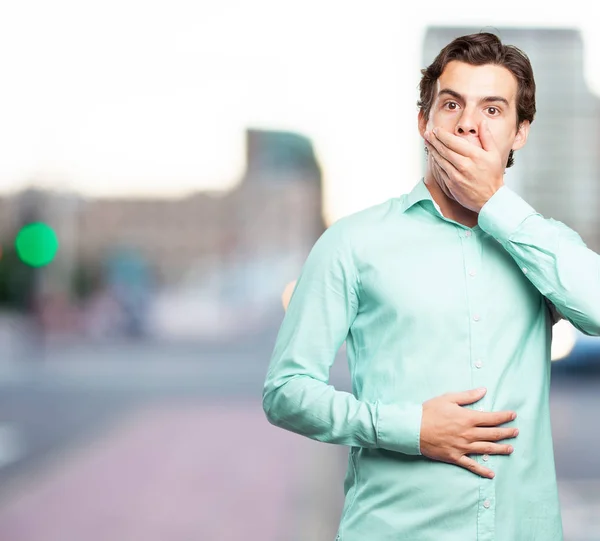 Έκπληκτος επιχειρηματίας που καλύπτουν το στόμα — Φωτογραφία Αρχείου