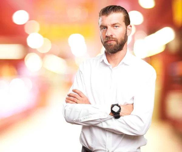 Happy young man cross arms — Stock Photo, Image