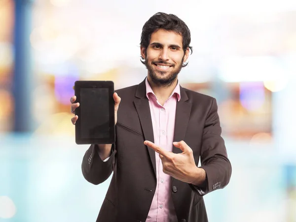 Indiase zakenman met touchpad scherm — Stockfoto