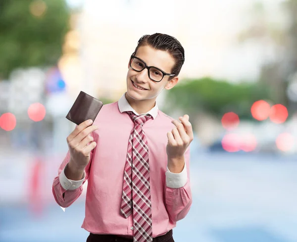 Hombre de negocios feliz con cartera — Foto de Stock