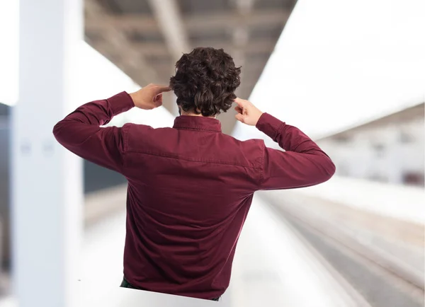 Back young man thinking — Stock Photo, Image