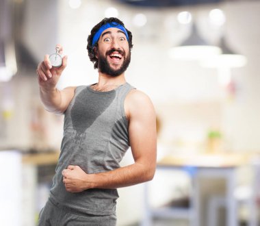 kronometre ile yorgun spor adamı