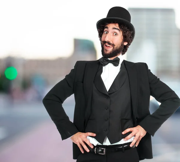 Happy man with proud sign — Stock Photo, Image