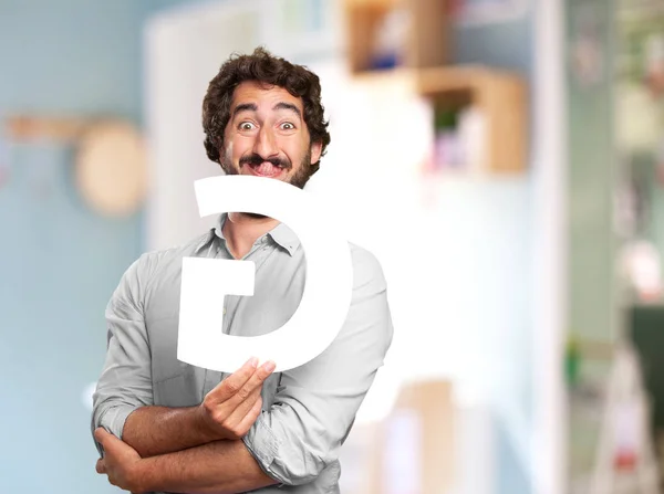 Crazy man with a letter G — Stock Photo, Image