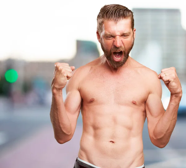 Happy strong young man — Stock Photo, Image