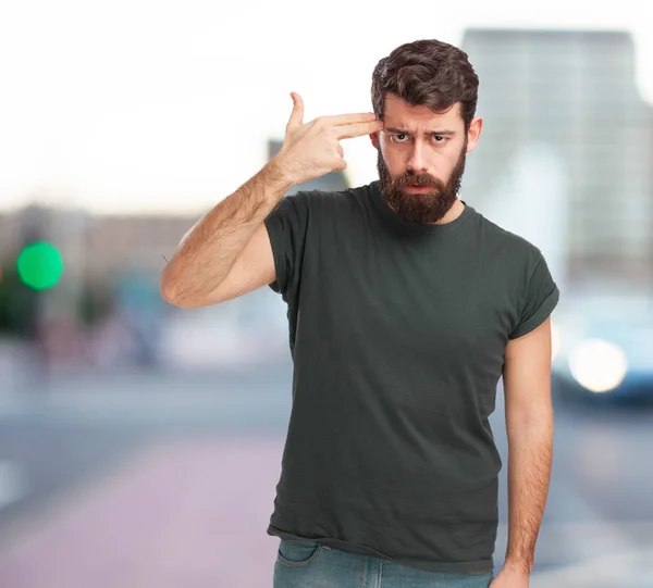 Besorgter junger Mann suizidgefährdet — Stockfoto