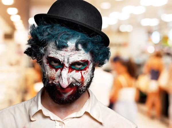 Crazy clown man with angry expression — Stock Photo, Image