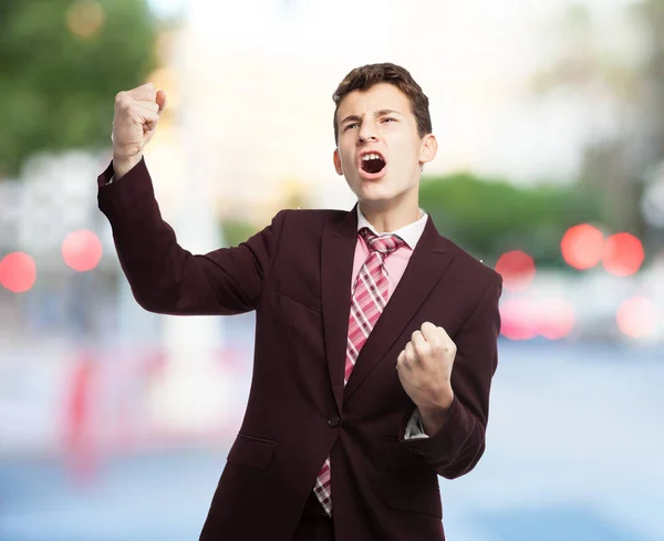 Happy businessman celebrating — Stock Photo, Image