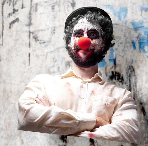 Crazy clown man with angry expression — Stock Photo, Image