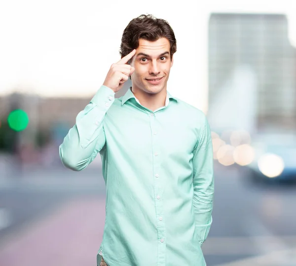 Happy businessman having idea — Stock Photo, Image