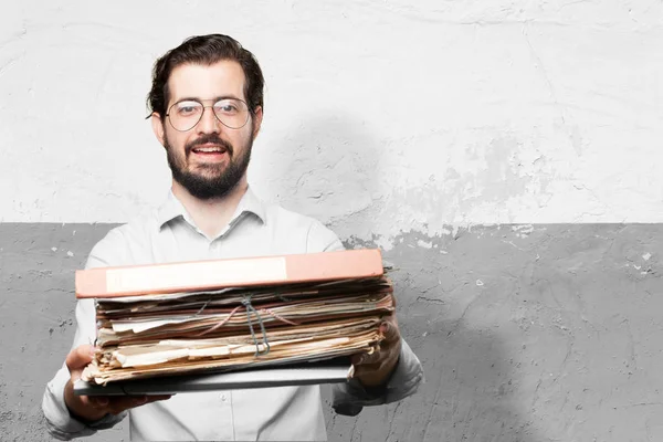 Gelukkig jonge man met bestanden — Stockfoto