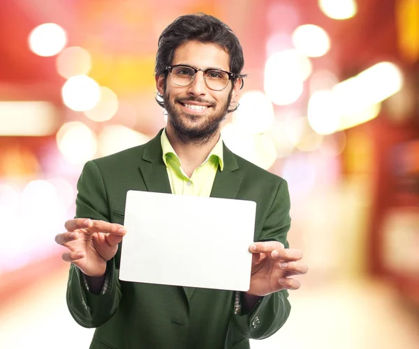 Indian businessman with a placard — Stock Photo, Image