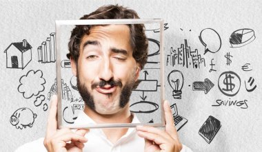 bir çerçeve ile genç serin adam