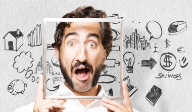 bir çerçeve ile genç serin adam