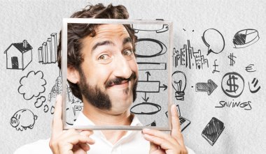 bir çerçeve ile genç serin adam