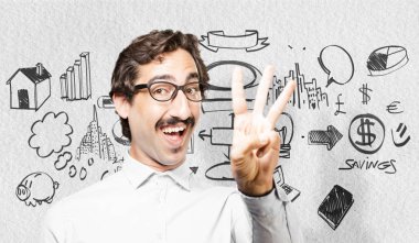 adam üç numara işareti ile