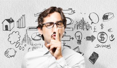 sessizlik hareketi ile genç serin adam