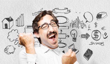 zafer işareti ile genç serin adam 