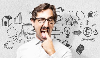 kusmuk işareti ile genç serin adam