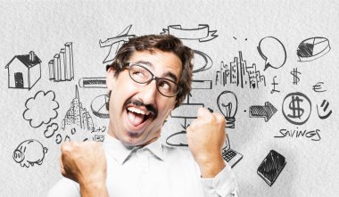 zafer işareti ile genç serin adam 