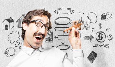 ahşap bir uçakla genç serin adam