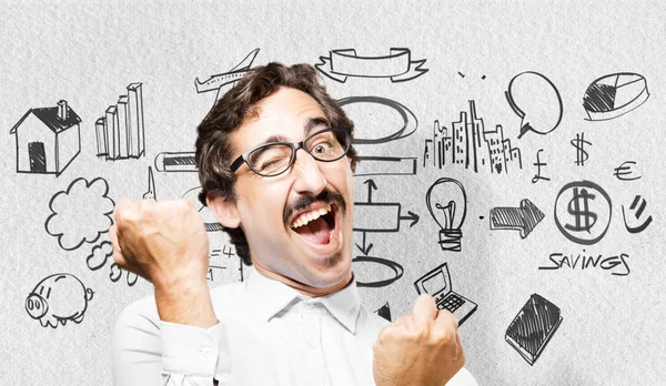 zafer işareti ile genç serin adam 