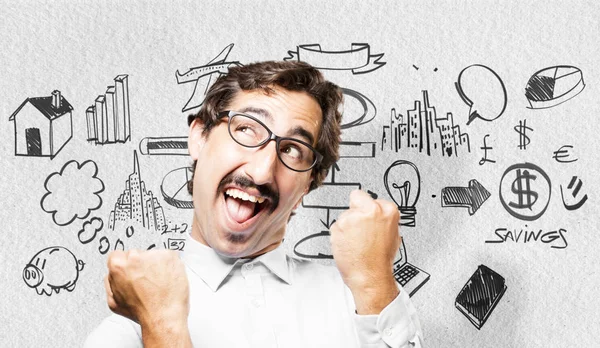 zafer işareti ile genç serin adam 