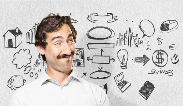 mutluluk ifadesi ile serin adam