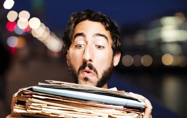 Young cool man with files — Stock Photo, Image