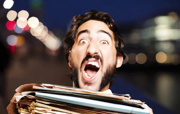 Young cool man with files — Stock Photo, Image