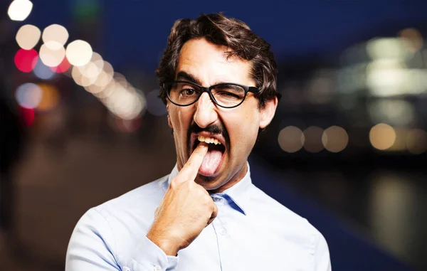 Young cool man with vomit sign — Stock Photo, Image