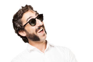 mutluluk ifadesi ile serin adam