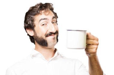 bir kahve ile genç serin adam