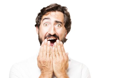 Genç serin adam kapsayan ağız