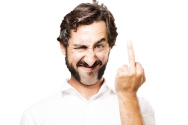 Genç serin adam katılmıyorum poz