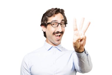 adam üç numara işareti ile