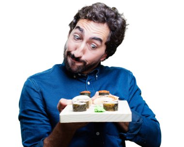 Genç adam yemek suşi