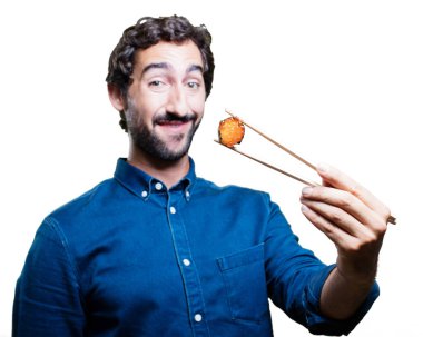 Genç adam yemek suşi