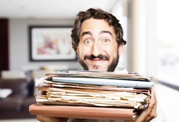 Young cool man with files — Stock Photo, Image